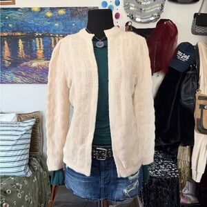 Vintage 60s DuPont Orlon Acrylic Cream Knit Cardigan